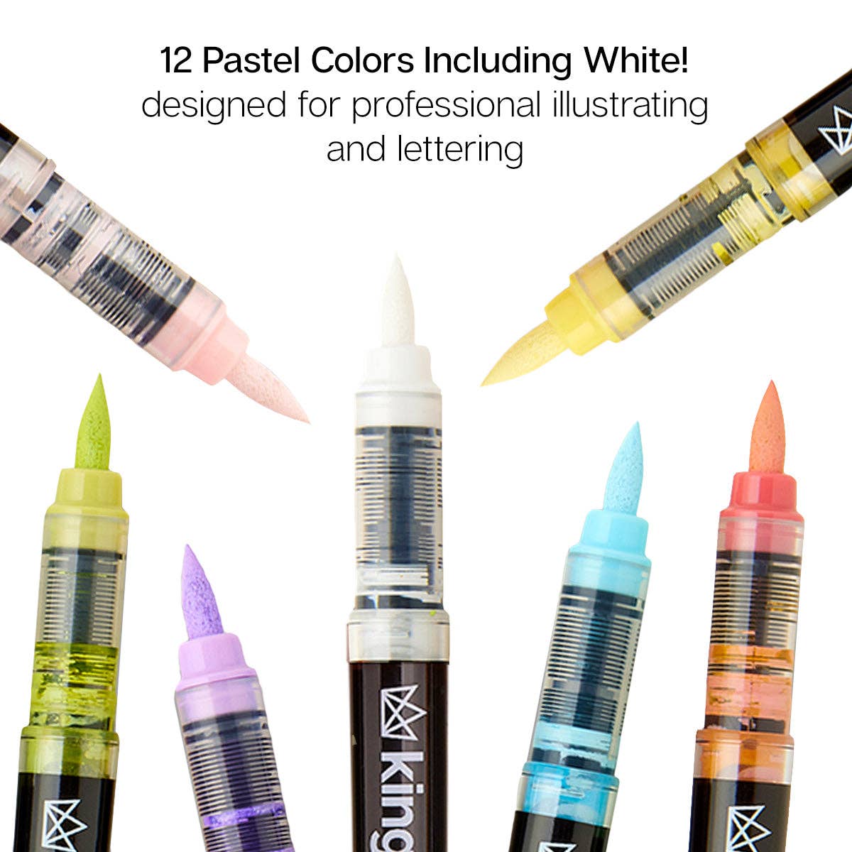 KINGART - Wholesale Stiften - Acrylverf Penseelstift - 12 Pastelkleuren7