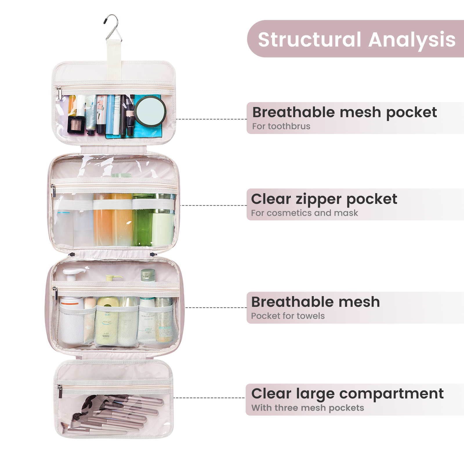 wandf - Wholesale Toiletry Bag - Women's - Large Capacity Waterproof Hanging Toiletry Bag Travel Bag52