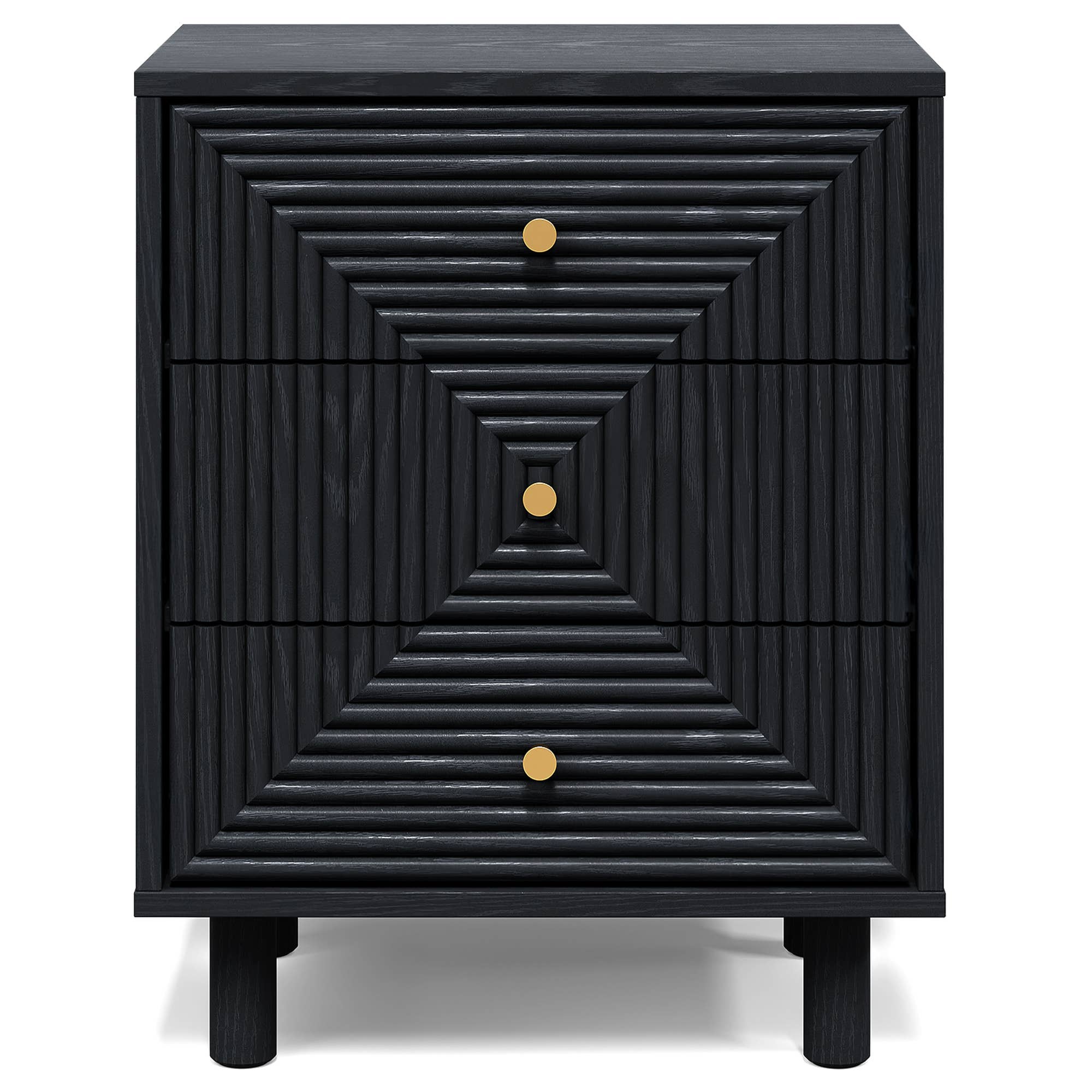 Heynemo - Wholesale Cabinet - Black 3 Drawer Nightstand, Small Dresser Wooden Storage2