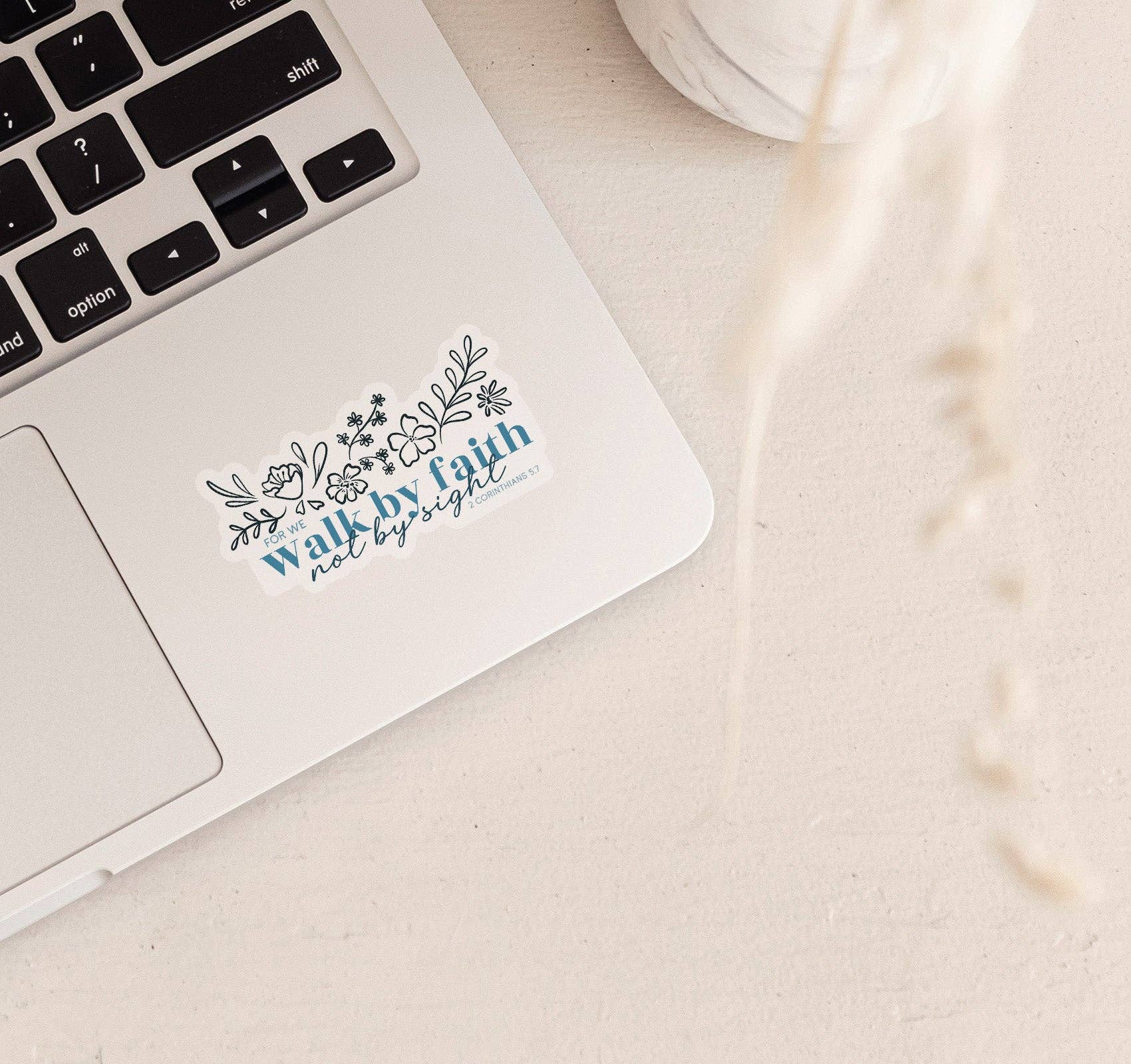 Wild Peonies Studio - Wholesale Sticker - Walk by Faith Not by Sight, 2 Corinthians 5:7 Clear Vinyl Sticker1
