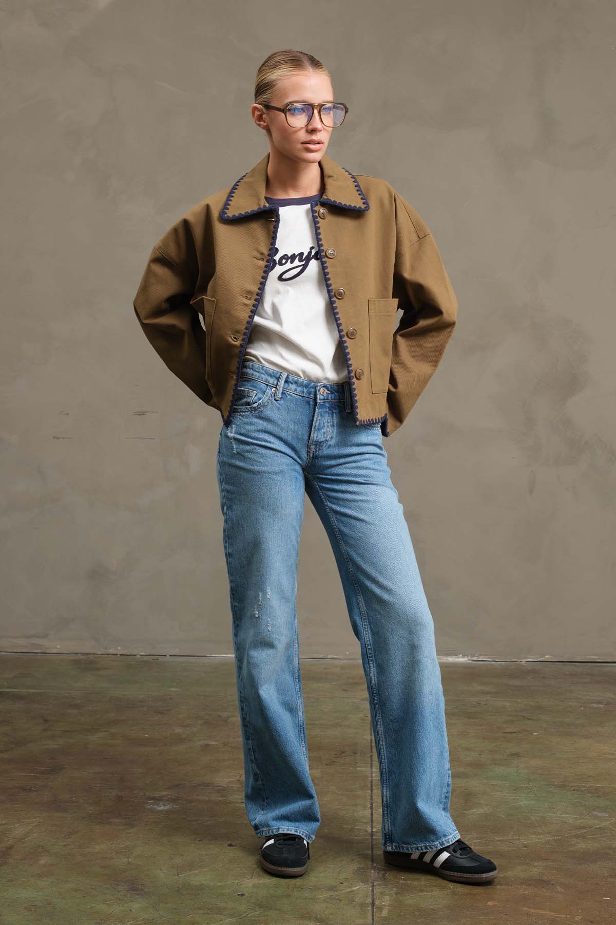 OLIVE Collar Jacket with Contrast Stitching - RJ1044 for wholesale on Faire9