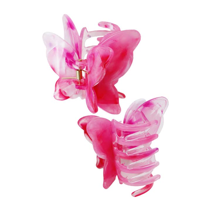 Cap Zone - Wholesale Hair Clip - Women's - Butterfly Glossy Marble Tie Dye Resin Hair Claw