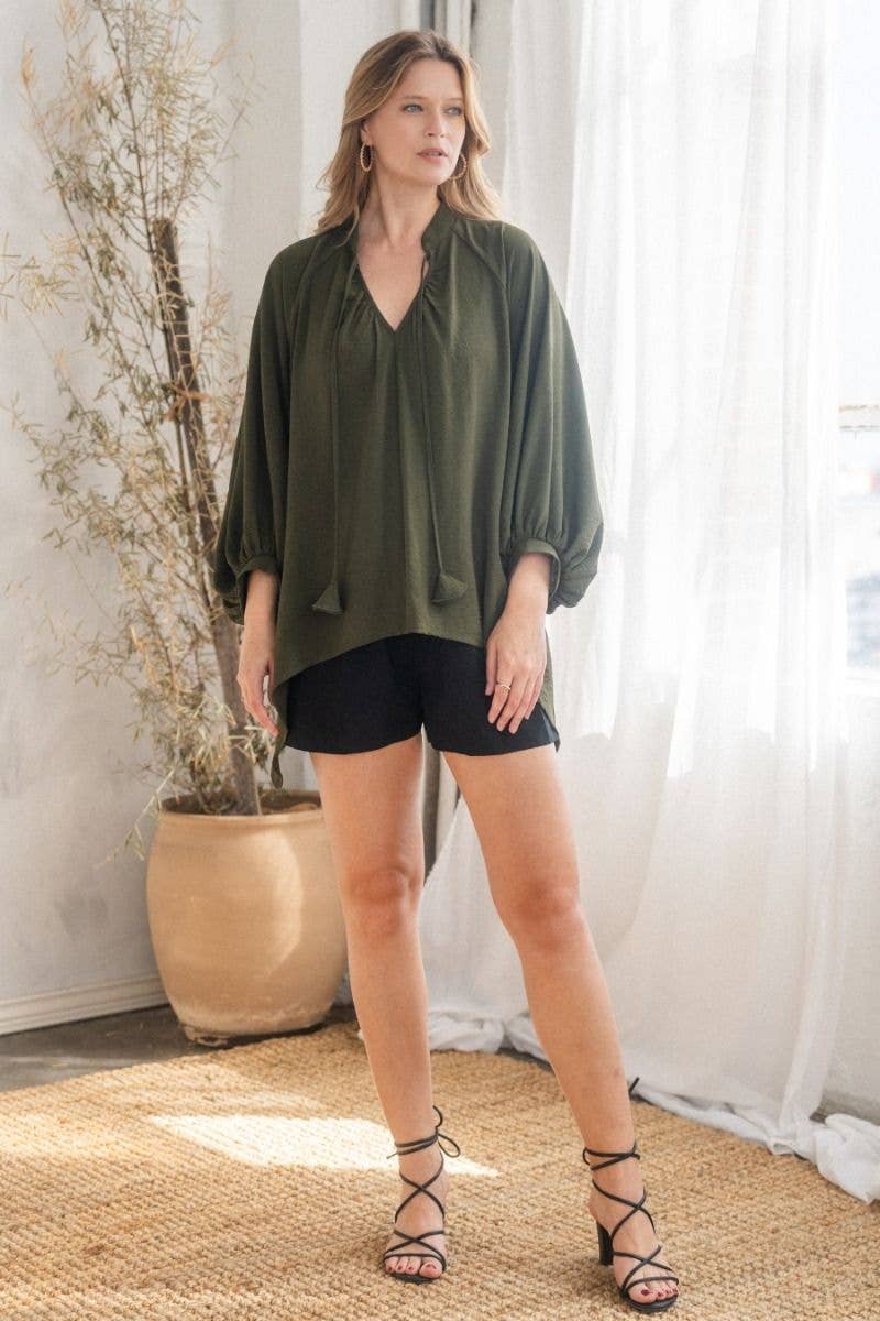 Oddi - Wholesale Blouse - Women's - Solid Handkerchief Hem Poncho Like Blouse1