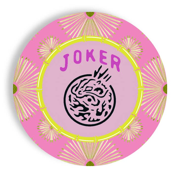 Assiette en papier séparée Mahjong Psych Joker 24ct 9" pour salade pour la vente par Fabuplates