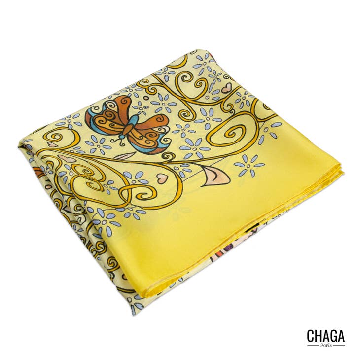 SCIARPA IN SETA CHAGALINE GIALLA per la vendita all'ingrosso da parte di chaga paris