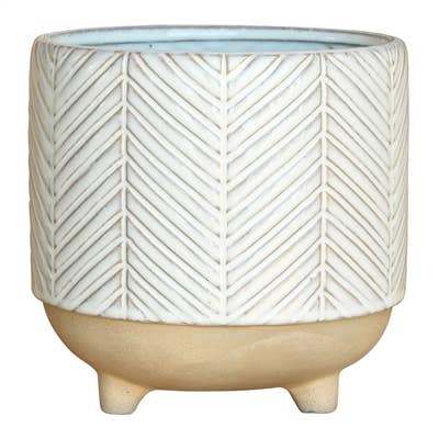 Ramos Chevron Cachepot, Stoneware - 6 for wholesale by HomArt