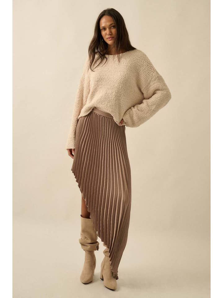 Promesa USA - Wholesale Skirt - Women's - Satin Accordion Pleated Asymmetrical Maxi Skirt2