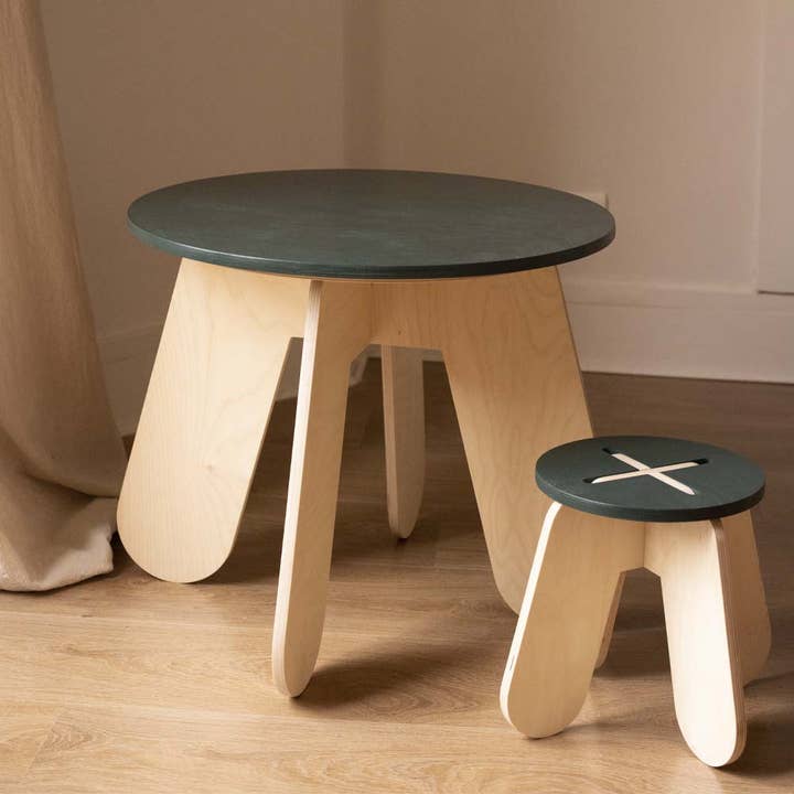 Babai - Vente Tabouret - Tabouret en bois pour enfants X magic forest (vert foncé)2