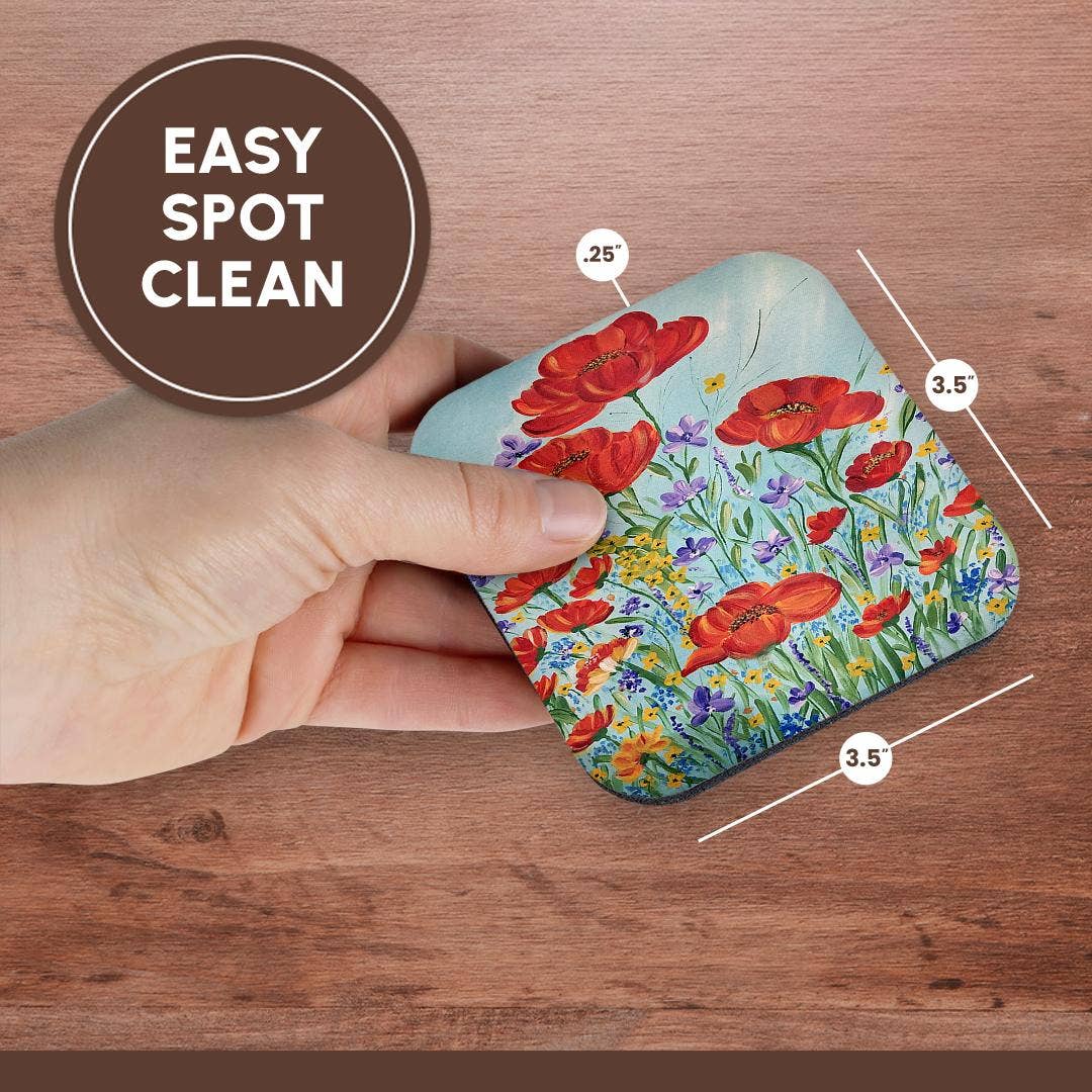 3dRose – wholesale Underlägg – 3dRose, Bild av röda vallmoblommor, Underlägg13