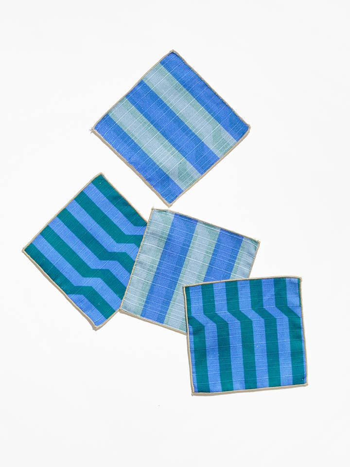 Cocktail Napkin Double Sided Stripe Marine for wholesale by Tortuga Forma