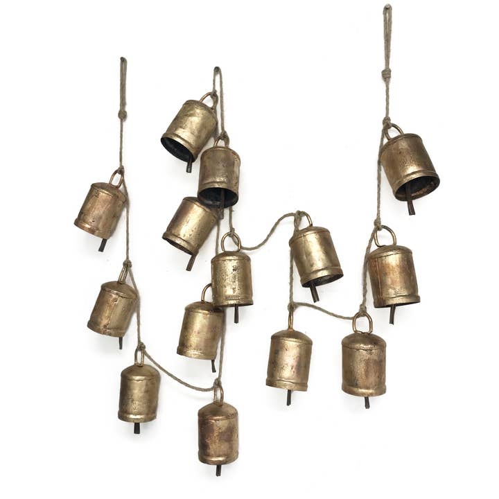 Wilco Home - Wholesale Bunting/garland - 14 pc Festival Bell Garland Burnished Gold Finish2