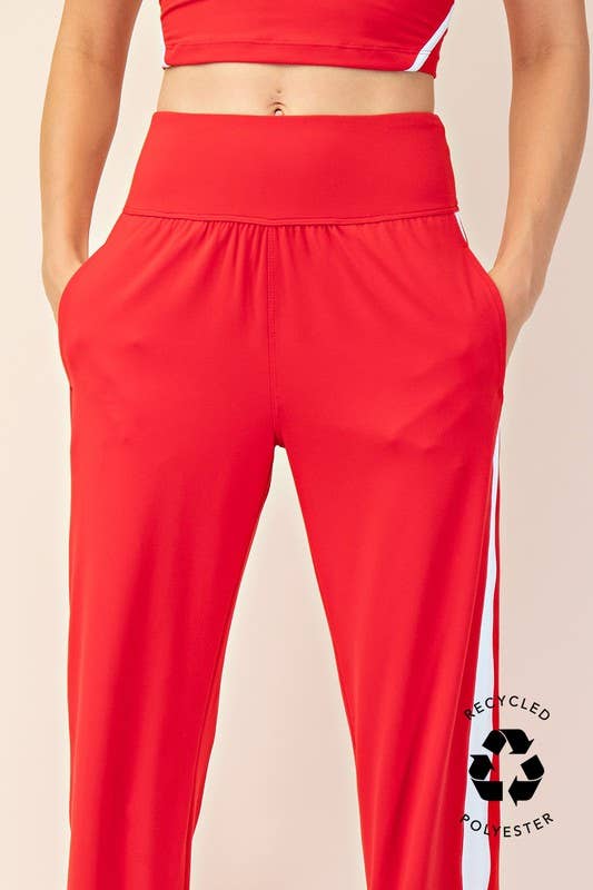 Sunday Morning – Großhandel Hose – Damen – P746337 SOLIDE RECYCELTE BUTTERGESTREIFTE GERADE HOSE8