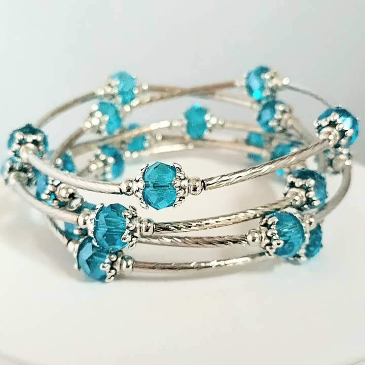 Piccadilly Pendants - Wholesale Cuff Bracelet - Crystal Memory Wire Bracelet, Easy On Bracelet