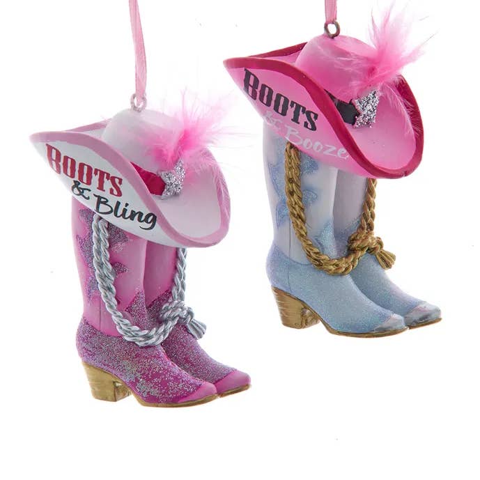 Kurt S. Adler, Inc. - Wholesale Ornament - 3.2" Resin Boots W/Hat Ornament 2 Assorted0