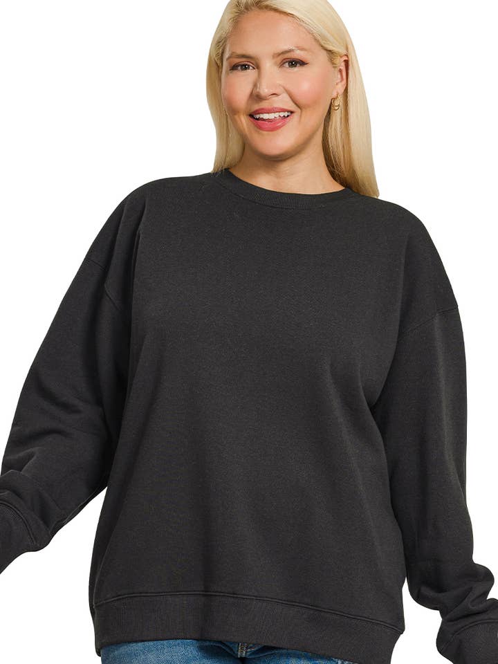 ...0819 Plus Fleece Round Neck Sweatshirts SI-28629 for wholesale by 42POPS