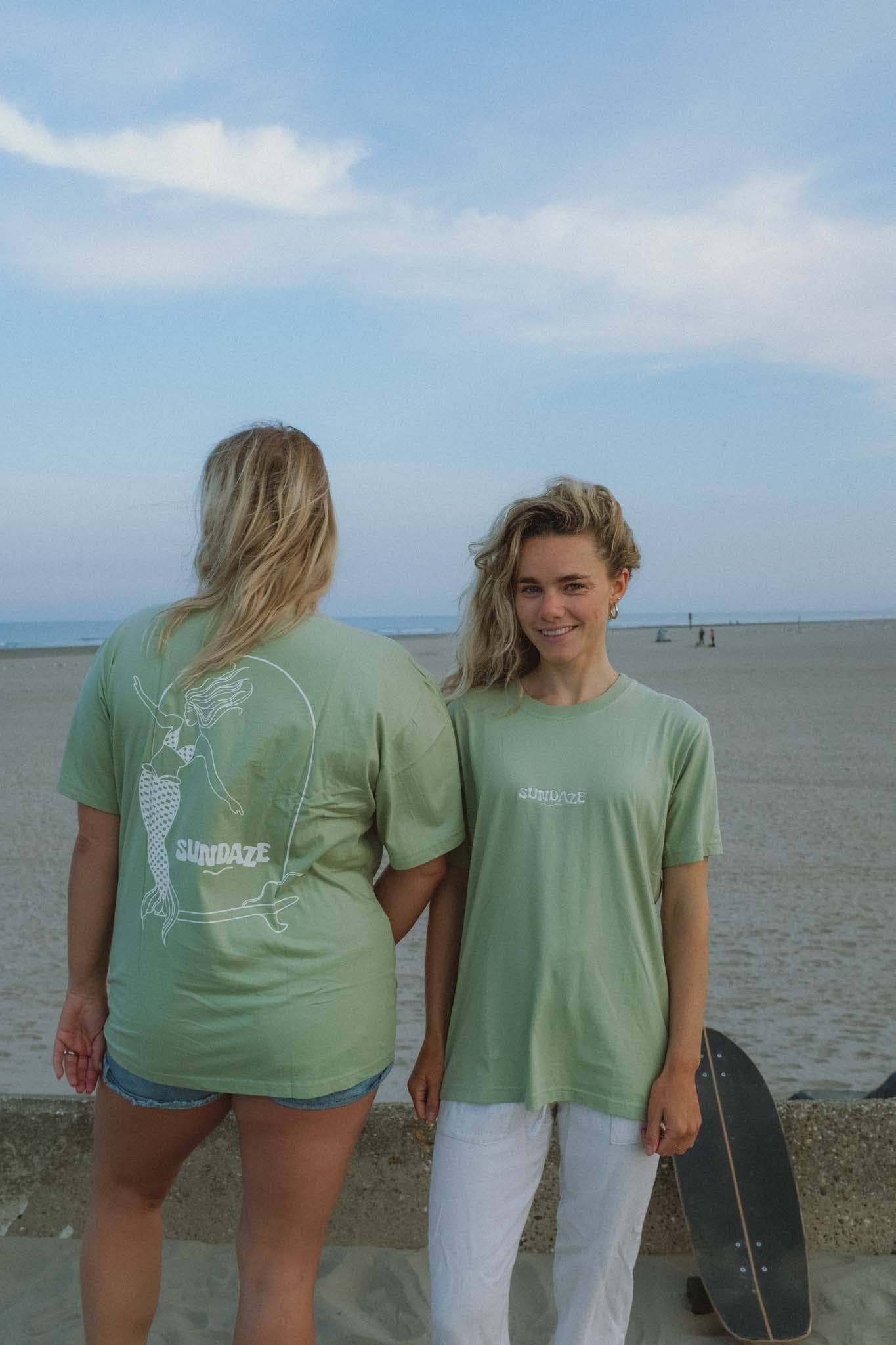 REMOVED BRAND - Wholesale Screen Printed T-Shirt - Women's - Mermaid Tee Sage Green2