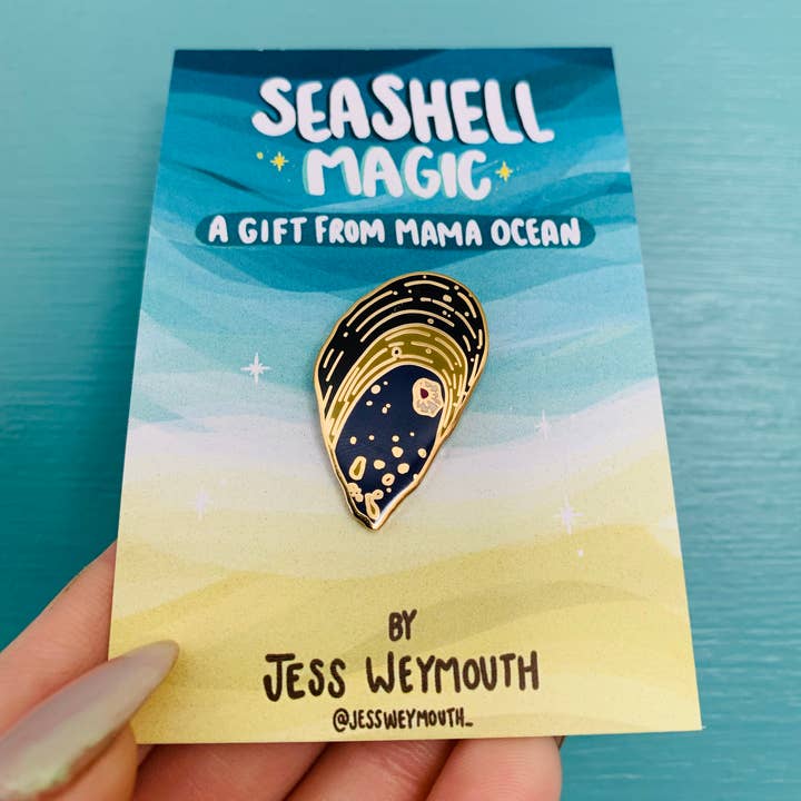 Seashell Enamel Pin for wholesale by Jess Weymouth