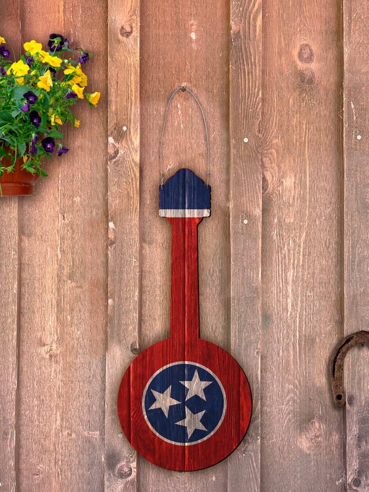 Tennessee Flag Banjo Door Hanger for wholesale by Steel Southern Designs