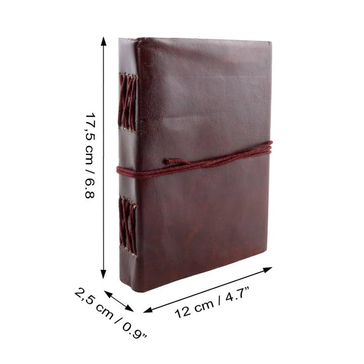 Tribal Trade GmbH – wholesale Sketchbook/sketchpad – Premium brown leather notebook 17.5x12.5x2.5cm