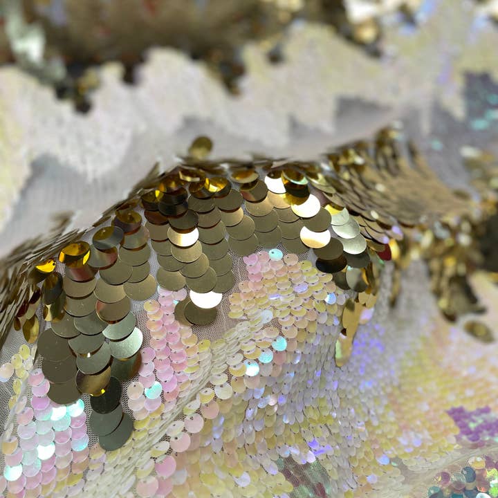 Tela de lentejuelas premium - Oro / Beige para venta al por mayor de City Fabrics