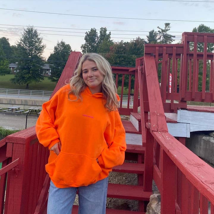 Faded Moon – wholesale Hoodie – Women's – Under The Same Moon Hoodie - Orange