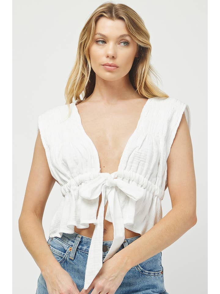 Needii - Wholesale Blouse - Women's - 331NT SLEEVELESS TOP WITH WAIST TIE