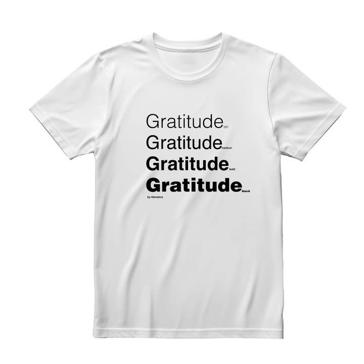 Camiseta unisex Helvetica Palabras de Gratitud para venta al por mayor de Motiva Gifts