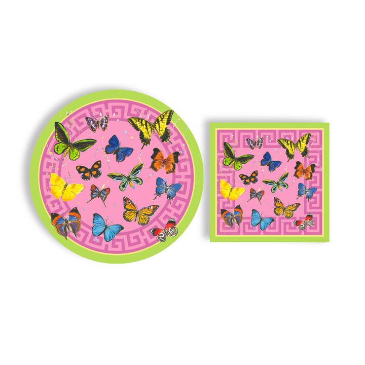 Assiettes et Serviettes Grecques Papillon | Option de Lot Sélectionné pour la vente par Fabuplates