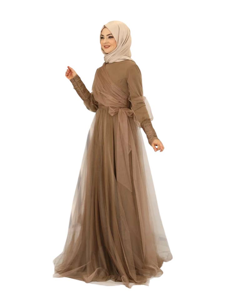 WENOR - Wholesale Dress - Women's - Tulle Dress Long-Sleeved Maxi Dress Women's Muslim Evening Dress6