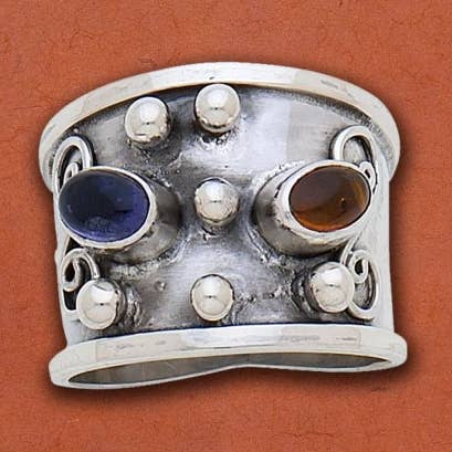 Amber and Iolite Ring for wholesale by Tidepool