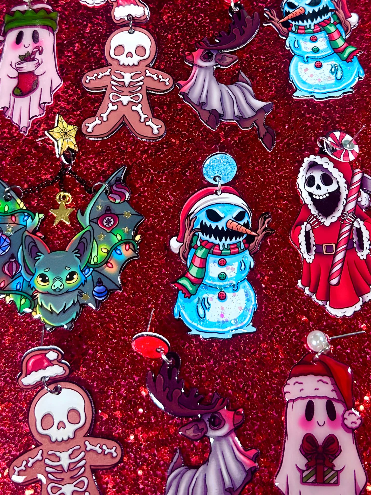 Sea Pixie Designs - Wholesale Dangle Earrings - Grim Reaper Santa Halloween & Christmas Dangle Earrings4