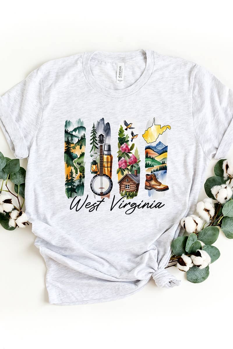 COLORBEAR - Wholesale T-Shirt (Graphic) - Women's - West Virginia State Brushstroke Graphic Tee0