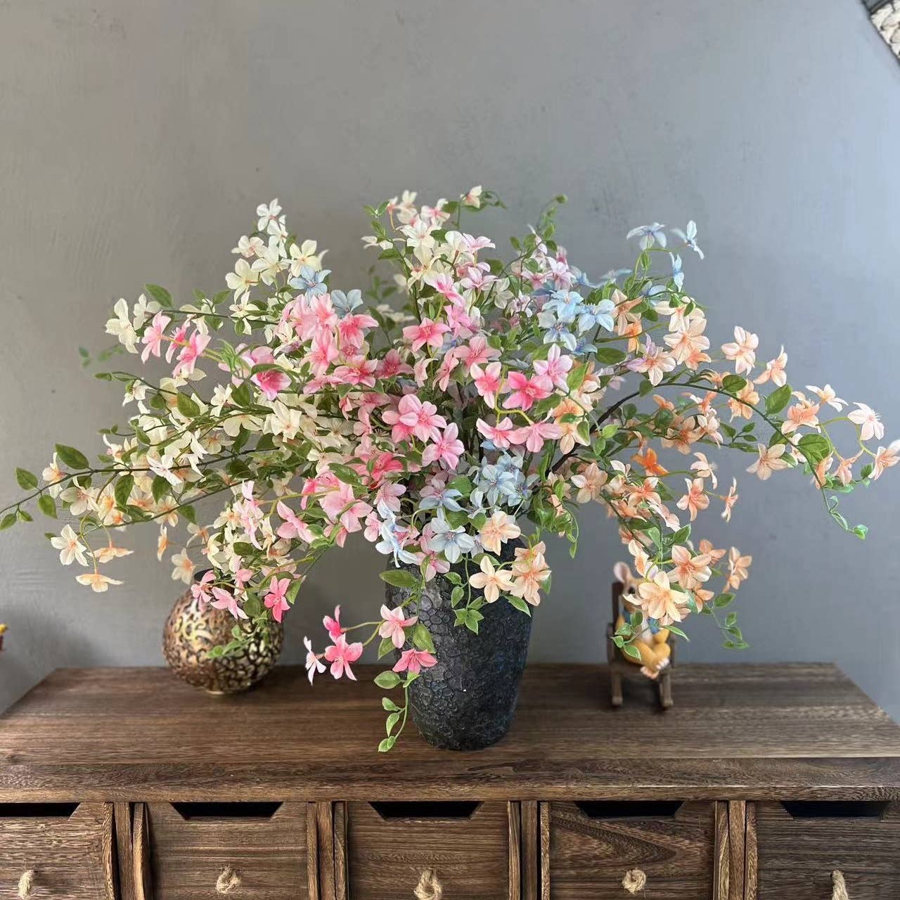 ACNITE(We cover U.S. import duties) - Vente Fleurs artificielles - Arrangement floral d'intérieur en jasmin en soie à l'aspect réaliste7