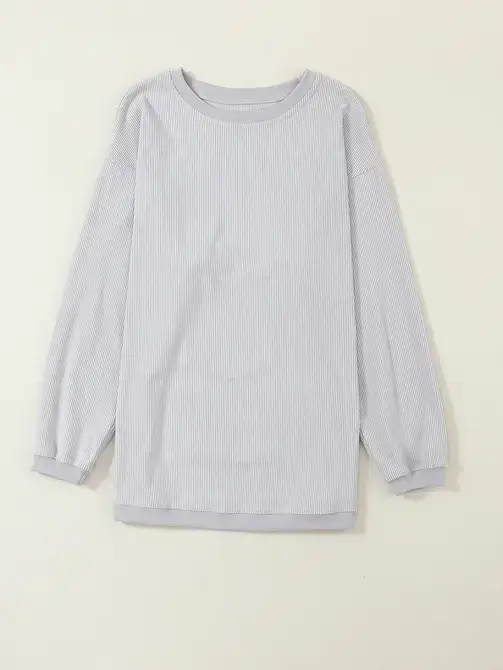 Lovesoft - Wholesale Sweatshirt - Women's - Orange Long Sleeve Ribbed Corded Oversized Sweatshirt13