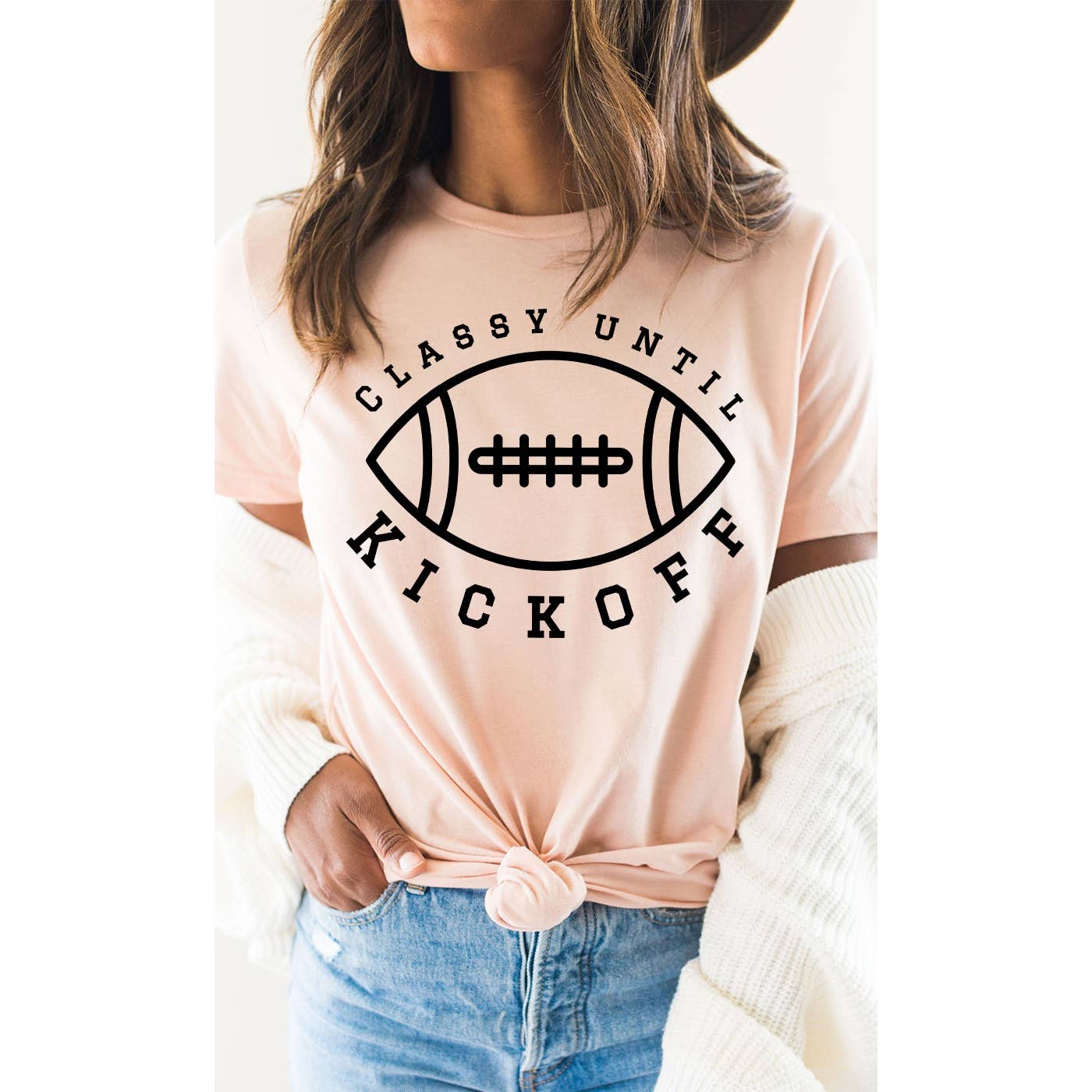 Kissed Apparel - Wholesale T-Shirt (Graphic) - Women's - Classy Until Kickoff Football Graphic Tee4