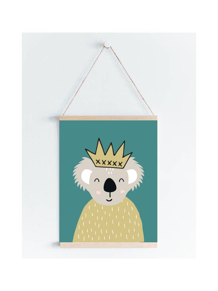 Koala Prince Nursery kids print A5, A4, A3 Wall Art Scandi for wholesale by Dottie Wombat