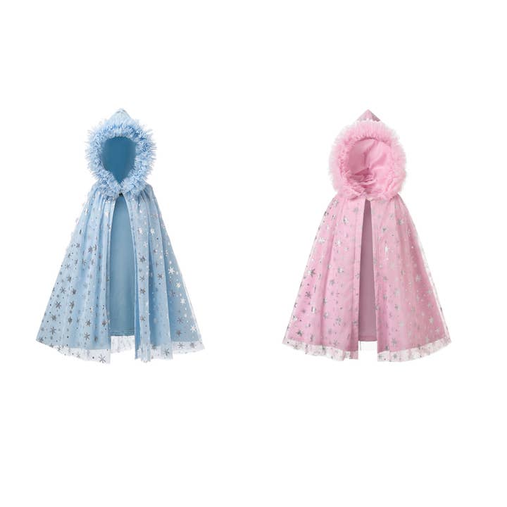 Girls Winter Princess Hooded Cape – Sparkly Snowflake Cloak Coat for Dress Up & Parties for wholesale by Auraquise