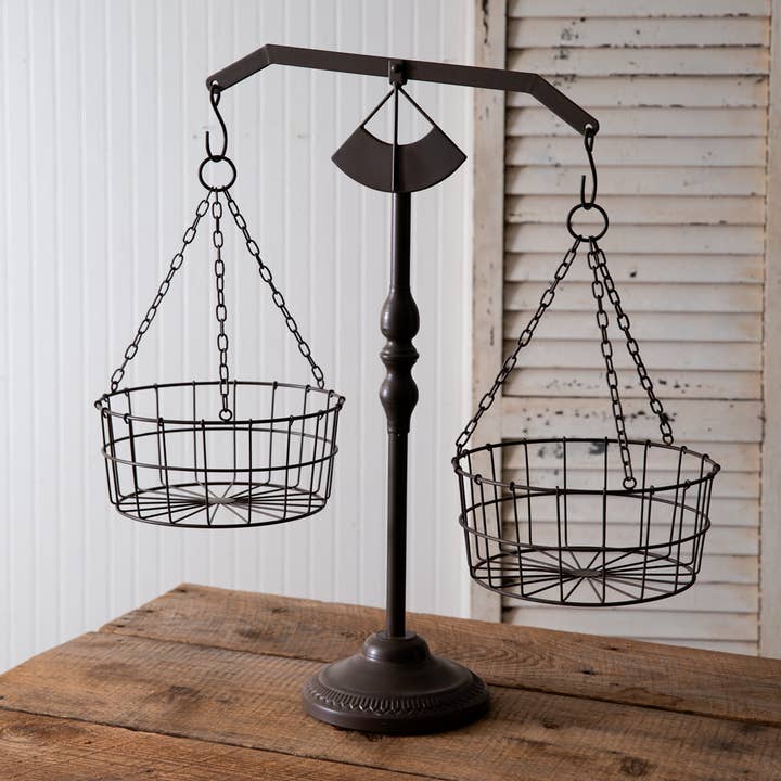 CTW Home Collection - Wholesale Decorative Tabletop Object - Tabletop Balance Scale with Baskets