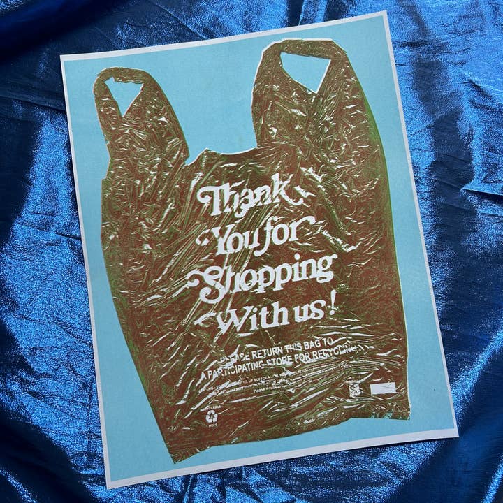 Alex Luciano - Wholesale Art print - Thank You Plastic Takeout Shopping Bag Risograph Riso Print1