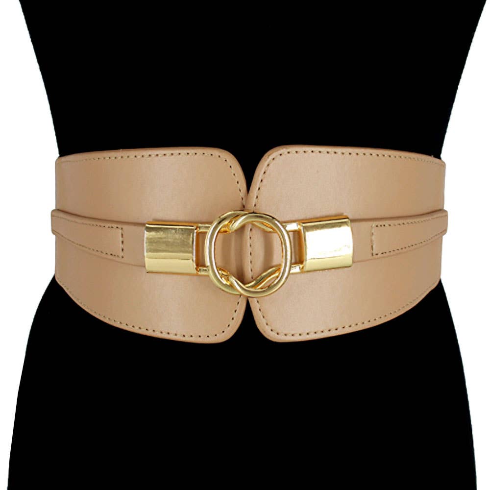 Sensibling Corp. - Venta al por mayor Cinturón - Mujer - Cinturón ancho elástico con hebilla metálica y detalle de cuero sintético15