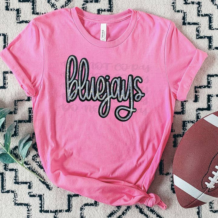 Bluejays Faux Sequin Patch DTF Heat Transfer for wholesale by Trendy Transfers