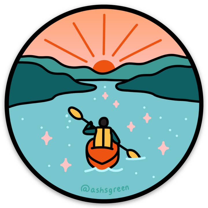 Kayaker - pegatina de vinilo de 3" para venta al por mayor de Ashleigh Green Studios