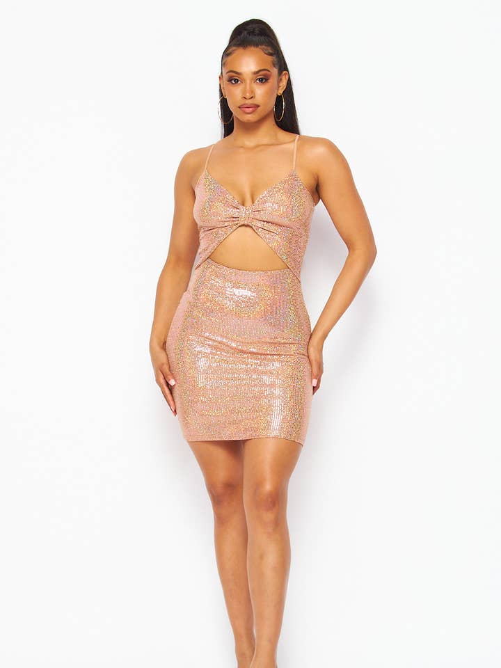 SHIMMERING SEQUINS SPAGHETTI STRAP BODYCON DRESS for wholesale by JBLA FASHION