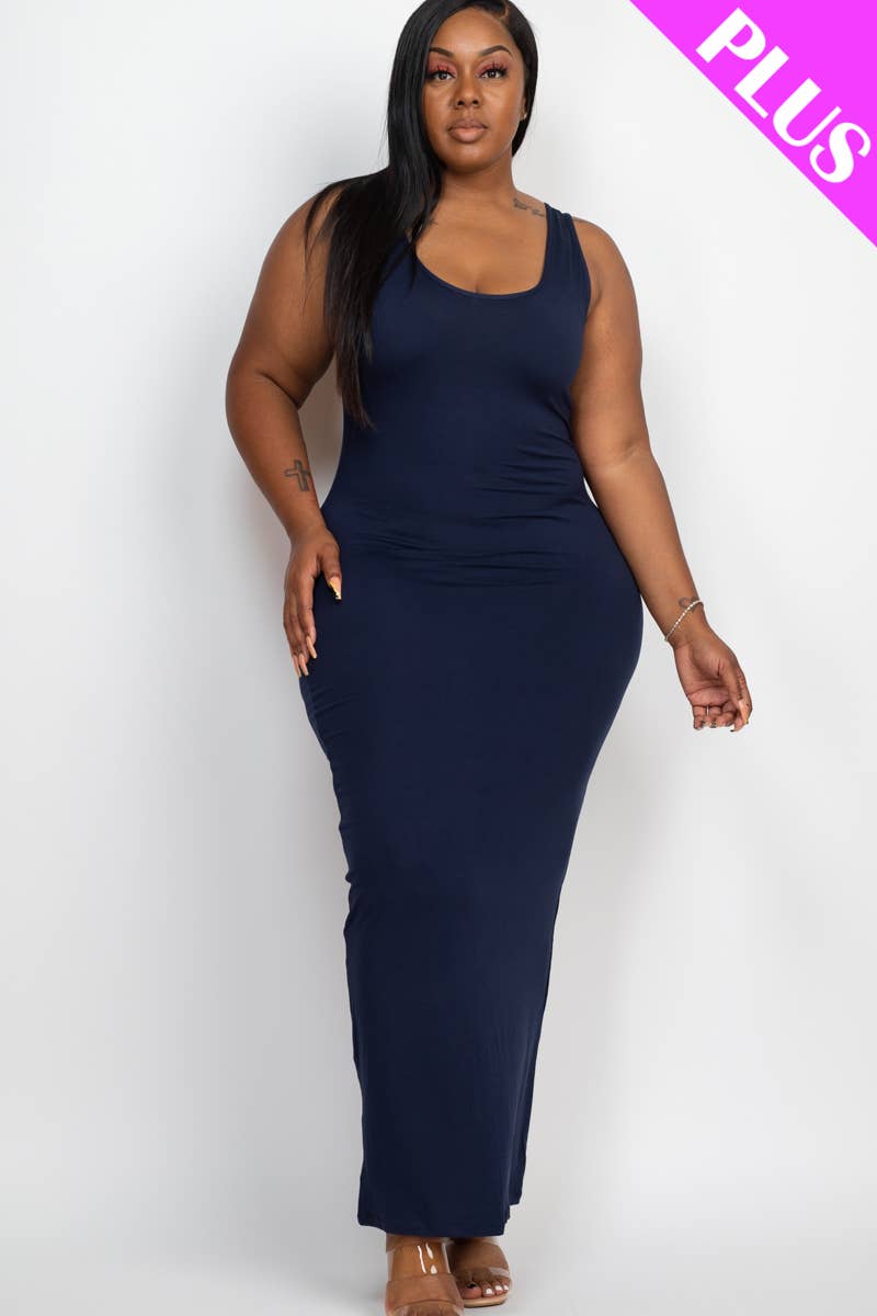 CAPELLA APPAREL - Vente Robe – femme - Robe maxi basique sans manches grande taille8