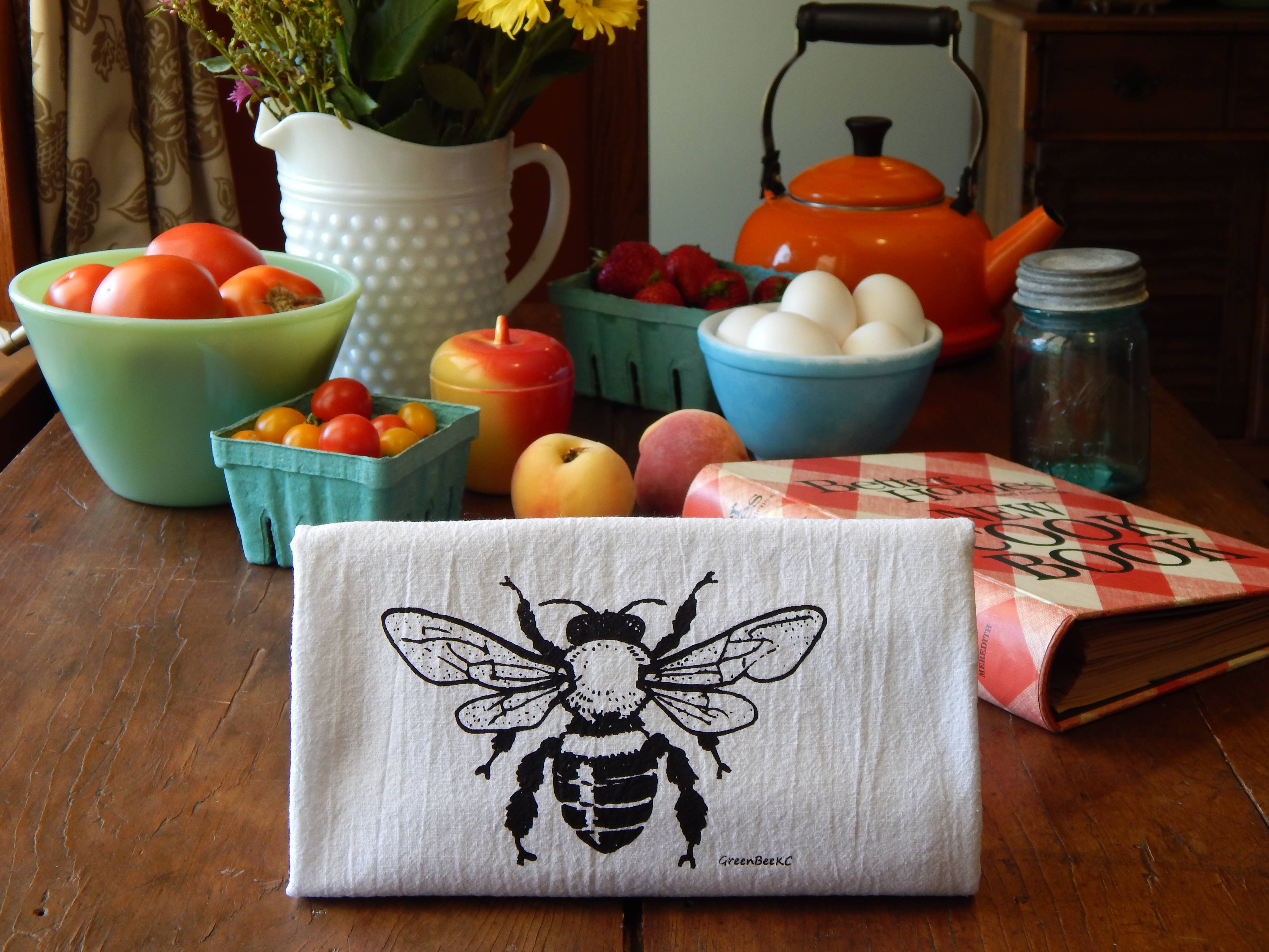 Green Bee Tea Towels - Wholesale Tea Towel - Honey Bee Kitchen Towel | Tea Towels | Flour Sack Dish Towel5