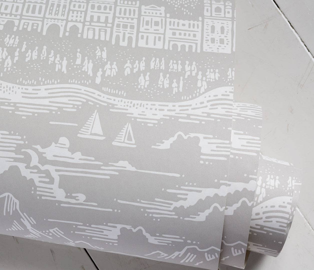 Province Town & Country Wallpaper in Natural Grey, 10m roll for wholesale on Faire4