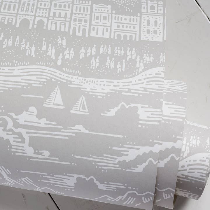 Province Town & Country Wallpaper in Natural Grey, 10m roll for wholesale on Faire4
