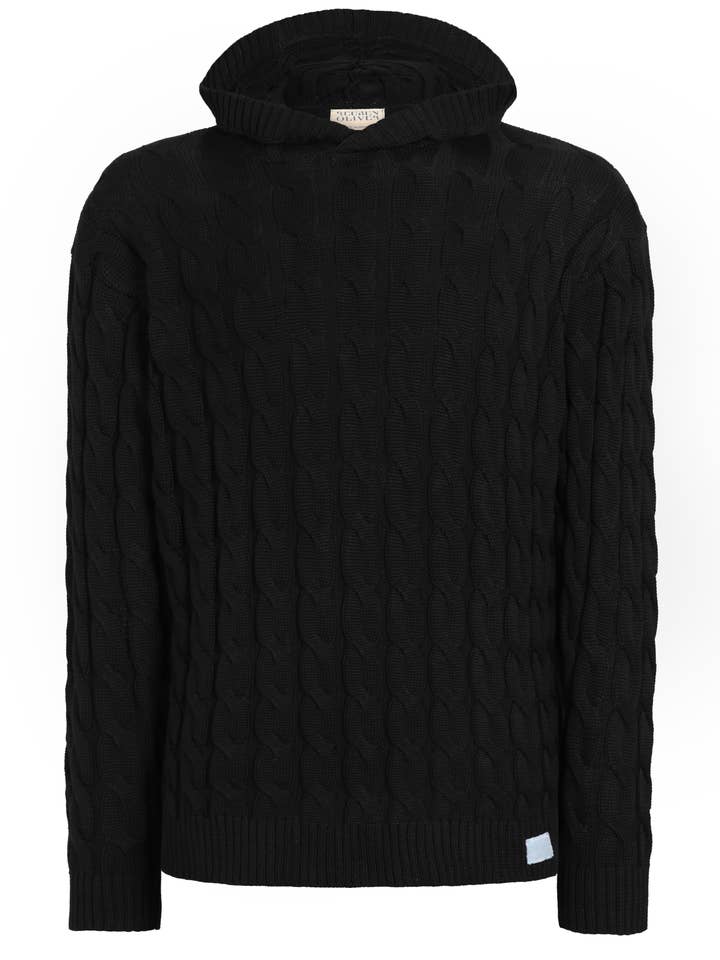 Le sweat à capuche en tricot torsadé noir pour la vente par Reuben Oliver