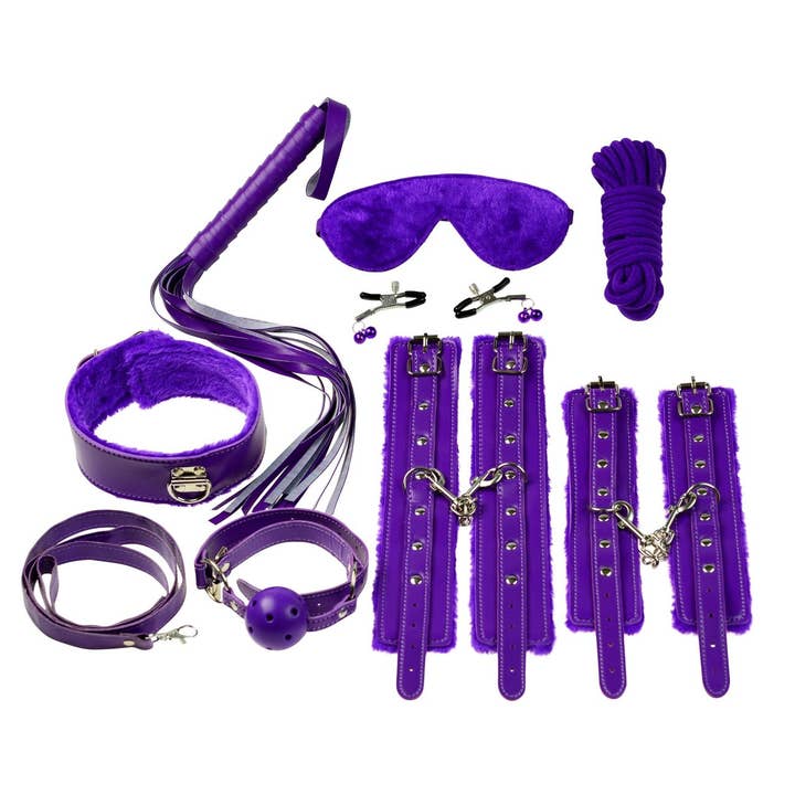 Plesur Body Products - Wholesale Sex Toy - Bondage Kit - 12 Piece Everything Bondage Kit - Purple