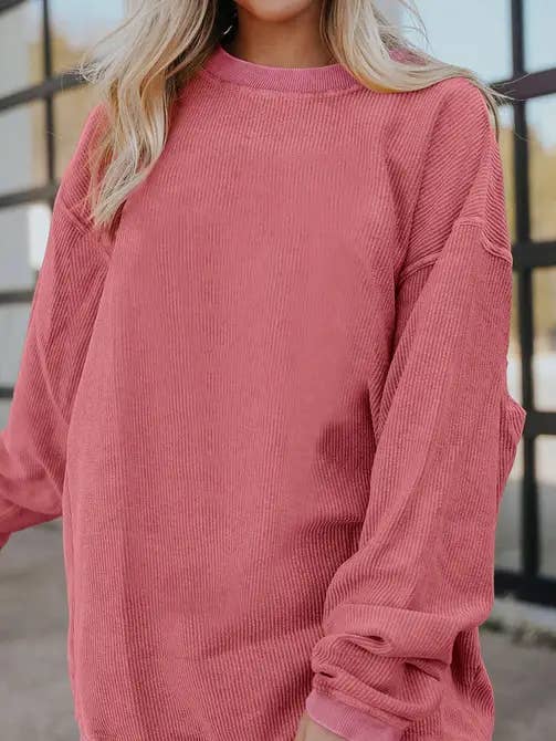 Lovesoft - Vendita all'ingrosso Felpa - Donna - Felpa oversize arancione a maniche lunghe con cordoncino